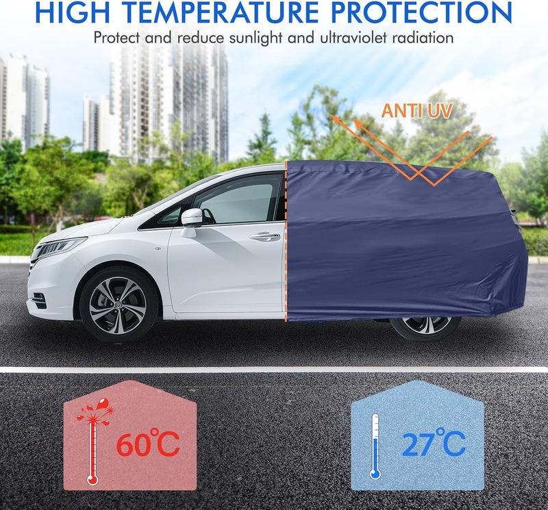 DINGHAO Car Cover Waterproof All Weather, 6 Layers Outdoor Full Exterior Cover Rain Sun UV Snowproof Protection with Zipper Cotton, Mirror Pocket for Honda Odyssey - Image 3